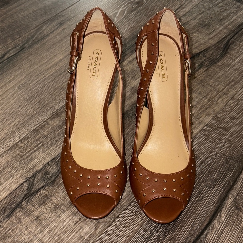 Coach Brown Peep-Toe Women's Shoes